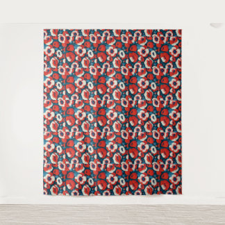 Red Poppy Floral  Wandkleed