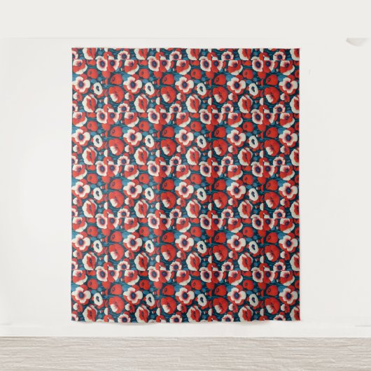 Red Poppy Floral Wandkleed (Voorkant)
