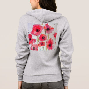 Red Poppy floral Waterverf Art Flower Pattern Hoodie