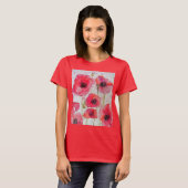 Red Poppy floral Waterverf Art Flower Pattern T-shirt (Voorkant volledig)