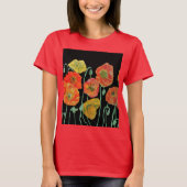Red Poppy floral Waterverf Art Flower Pattern T-shirt (Voorkant)