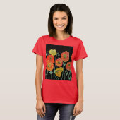 Red Poppy floral Waterverf Art Flower Pattern T-shirt (Voorkant volledig)