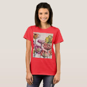 Red Poppy floral Waterverf Art Flower Pattern T-shirt (Voorkant volledig)