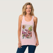 Red Poppy floral Waterverf Art Flower Pattern Tanktop (Volledige Voorkant)