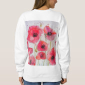 Red Poppy floral Waterverf Art Flower Pattern Trui (Achterkant)