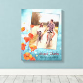 Red Poppy Floral Wedding Photo Keepomwille Canvas Afdruk (Insitu (Houten vloer))