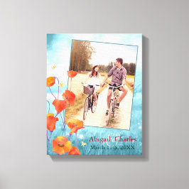 Red Poppy Floral Wedding Photo Keepomwille Canvas Afdruk