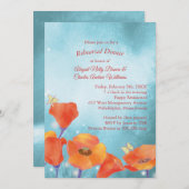 Red Poppy Floral Wedding Rehearsal Dinner Kaart (Voorkant / Achterkant)