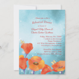 Red Poppy Floral Wedding Rehearsal Dinner Kaart