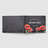 Red Poppy Floral Wedding Rustic Chalkboard Gastenboek (Volledig)