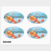 Red Poppy Floral Wedding Save the Date Ovale Sticker (Vel)