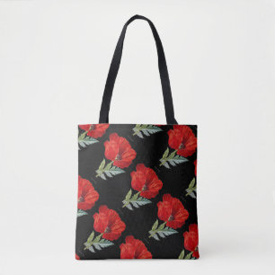  Red Poppy Flower All-Over-Print Canvas tas
