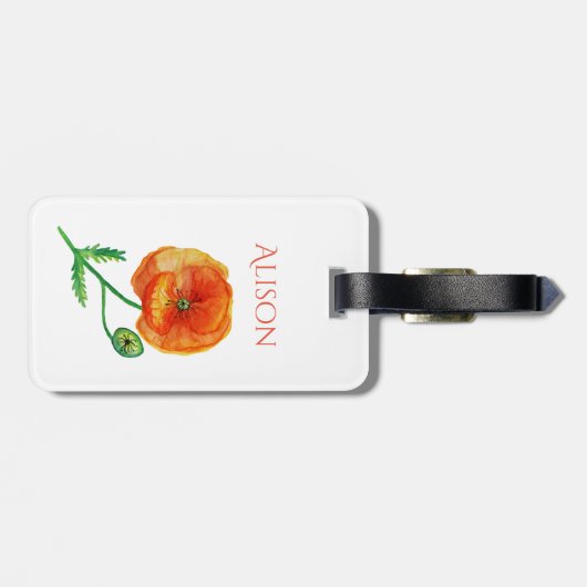 Red Poppy Flower Art Bagagelabel (Achterkant horizontaal)