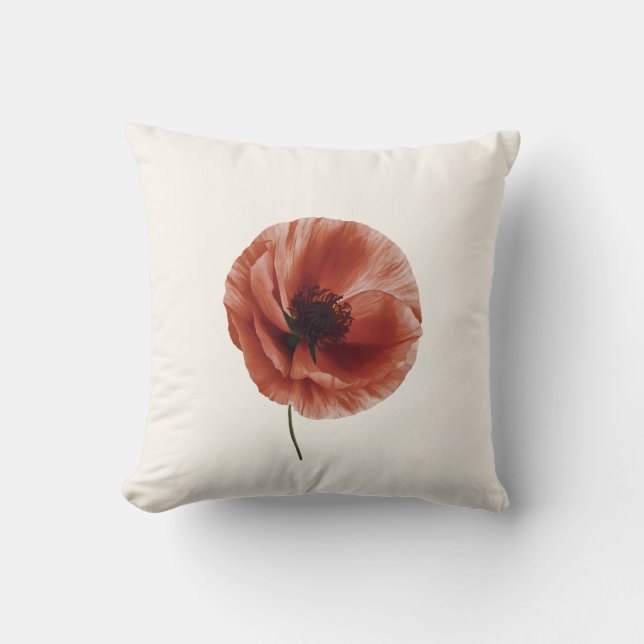 Red Poppy Flower Botanical Art Design Kussen (Voorkant)