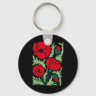 Red Poppy Flower Botanical Poppies Veterans Day is Sleutelhanger
