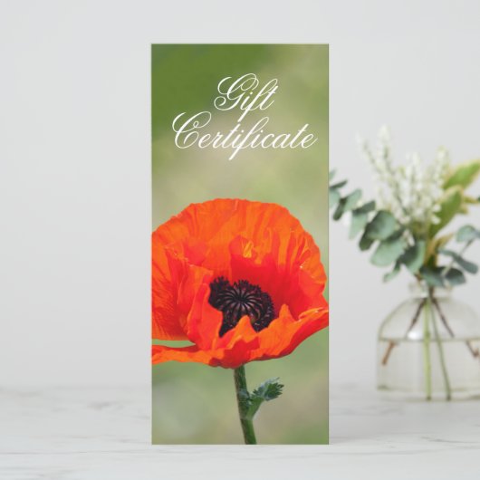 Red Poppy Flower Cadeaubon (Staand voorkant)