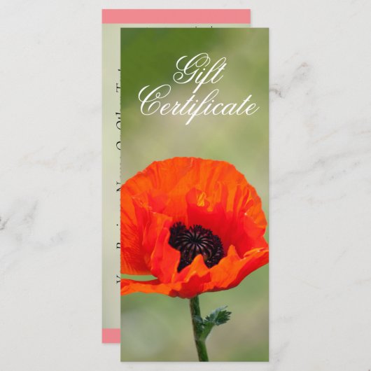 Red Poppy Flower Cadeaubon (Voorkant / Achterkant)