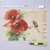 Red Poppy Flower Carte Postale Franse ontkoppeling Tissuepapier (Craft)