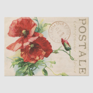 Red Poppy Flower Carte Postale Franse ontkoppeling Tissuepapier