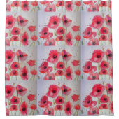Red Poppy Flower floral Waterverf Showgordijn Douchegordijn (Voorkant)