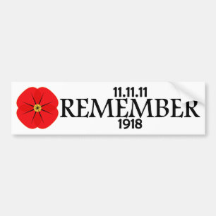 Red Poppy Flower Herdenking Design Bumpersticker