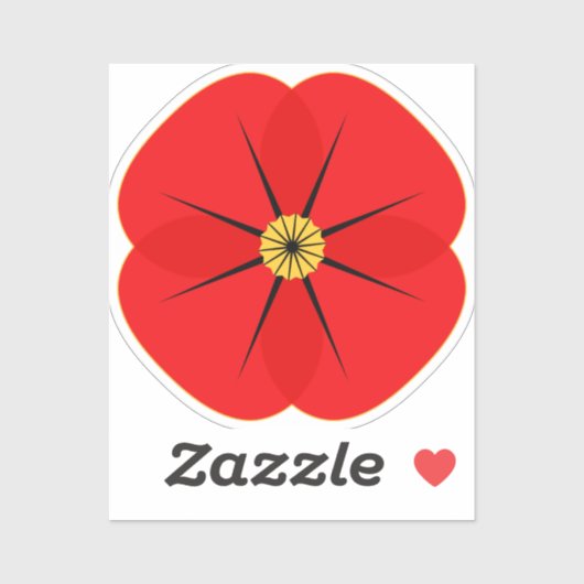 Red Poppy Flower Herdenking Design Sticker (Vel)