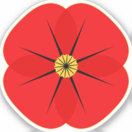 Red Poppy Flower Herdenking Design Sticker