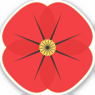 Red Poppy Flower Herdenking Design Sticker