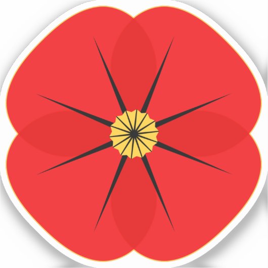 Red Poppy Flower Herdenking Design Sticker (Voorkant)