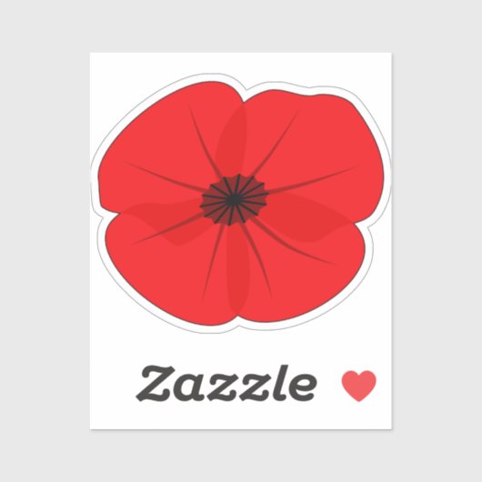 Red Poppy Flower Herdenking Design Sticker (Vel)