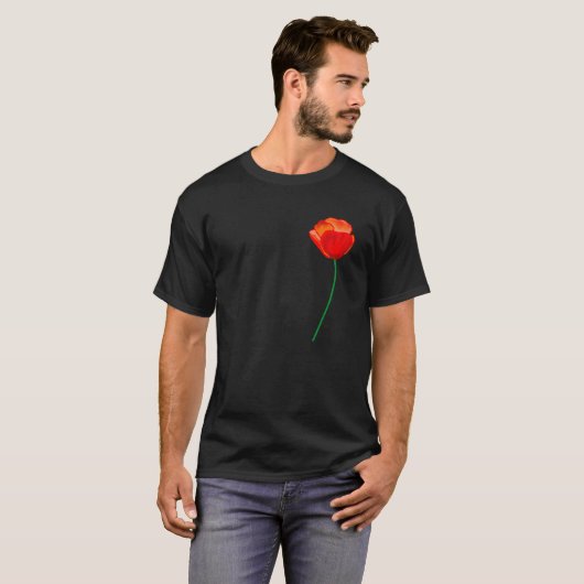 Red Poppy Flower Illustration T-shirt (Voorkant volledig)