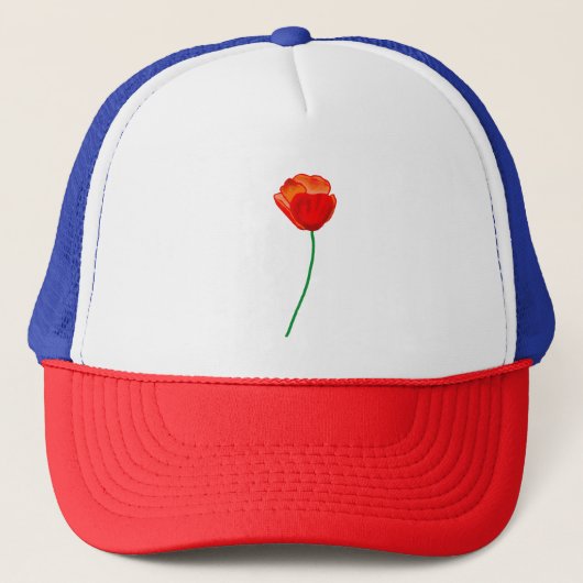 Red Poppy Flower Illustration Trucker Pet (Voorkant)