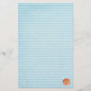 Red Poppy Flower Letter Schrijven Lined Briefpapier