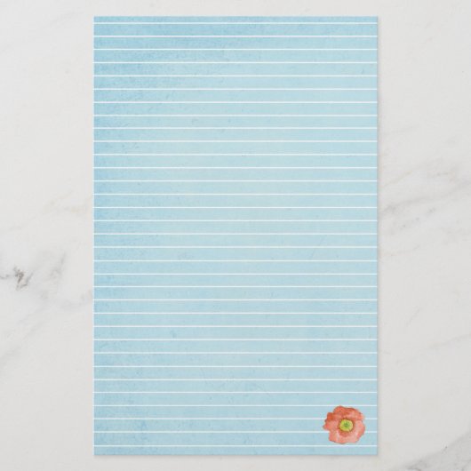 Red Poppy Flower Letter Schrijven Lined Briefpapier (Voorkant)