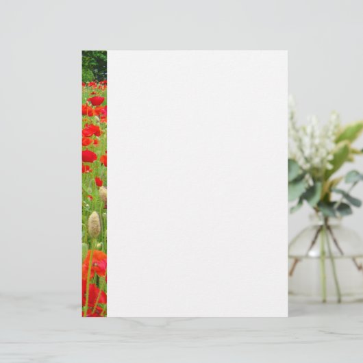 Red Poppy Flower Letterhead Custom Poppies (Staand voorkant)