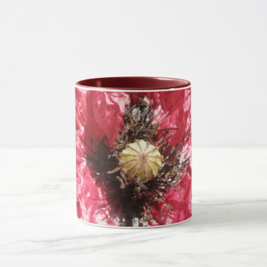  Red Poppy Flower Macro Coffee Mok (Midden)