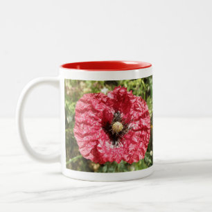  Red Poppy Flower Macror-Mok Tweekleurige Koffiemok