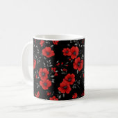 Red Poppy Flower Pattern Koffiemok (Voorkant links)