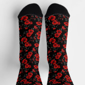 Red Poppy Flower Pattern Sokken (Top)
