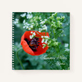Red Poppy Flower Summer Notes Personalised Noteboo Notitieboek (Voorkant)