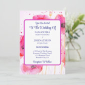 Red Poppy Flower Wedding Invitation Waterverf Kaart (Staand voorkant)