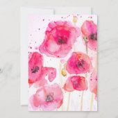 Red Poppy Flower Wedding Invitation Waterverf Kaart (Achterkant)