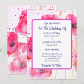 Red Poppy Flower Wedding Invitation Waterverf Kaart (Voorkant / Achterkant)