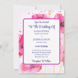 Red Poppy Flower Wedding Invitation Waterverf Kaart