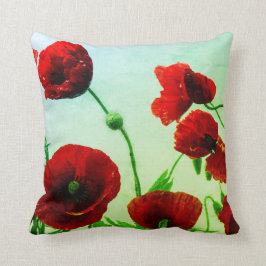 Red Poppy Flowers Abstract kleurrijk artistiek gro Kussen