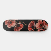 Red Poppy Flowers Black Persoonlijk Skateboard (Horizontaal)