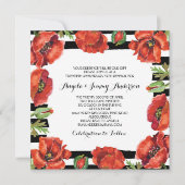 Red Poppy Flowers Black Striped Vow Renewal Kaart (Voorkant)