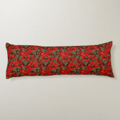 Red Poppy Flowers Body Pillow Lichaamskussen (Achterkant)