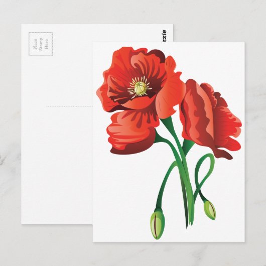 Red Poppy Flowers Briefkaart (Voorkant / Achterkant)