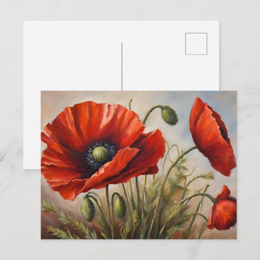 Red Poppy Flowers Briefkaart (Voorkant / Achterkant)